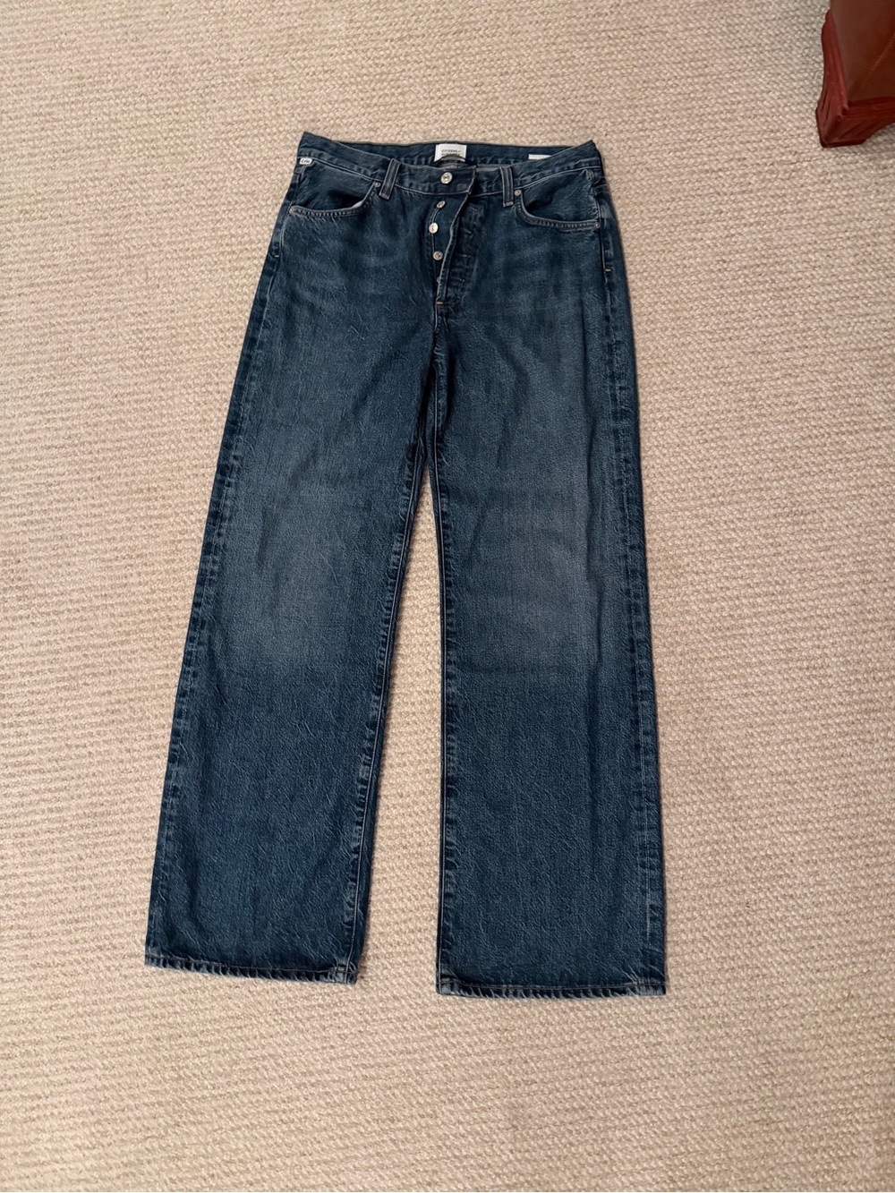 Citizens Of Humanity Dark Blue High-Rise Straight Jeans